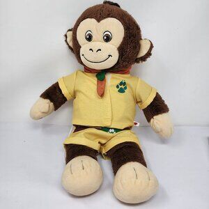 Build-A-Bear Monkey Scout Plush Toy 16" Brown Fur Yellow Outfit